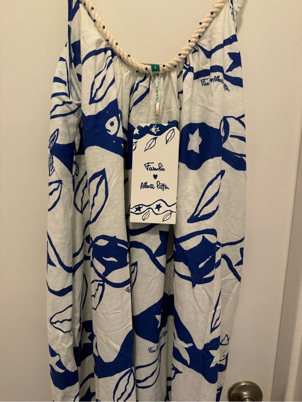 Familiar blue & white printed dress by Farm Rio - Picture 2 of 6